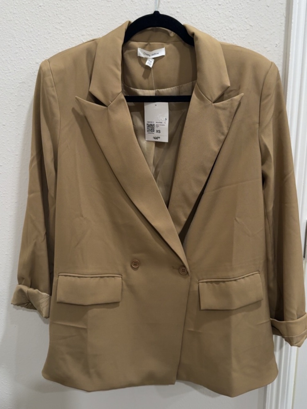NWT Oversized Tan Women's Double-Breasted Blazer XS